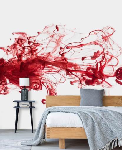 Carta da parati con inchiostro rosso galleggiante nell'acqua Carta da parati con inchiostro rosso galleggiante nell'acqua