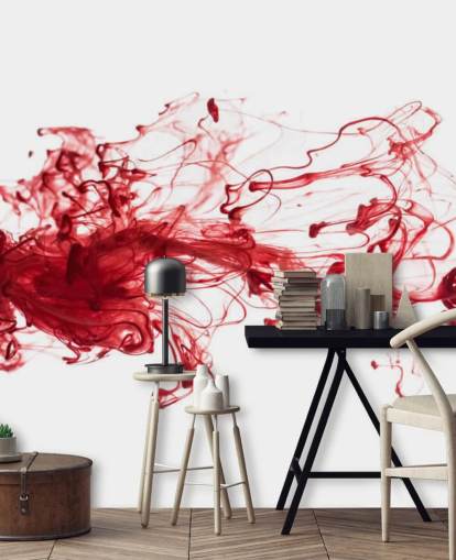 Papel pintado tinta roja flotando en el agua