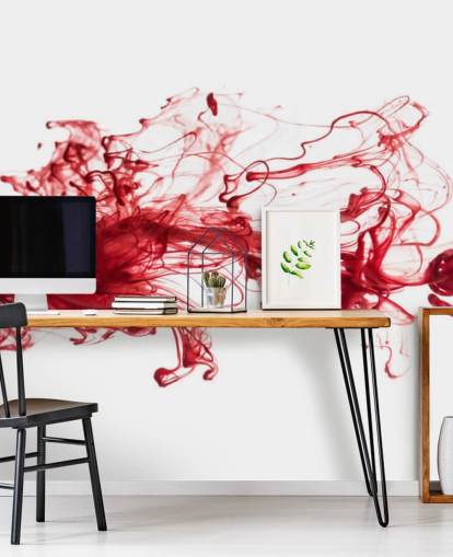 Papel de parede de tinta vermelha flutuando na água