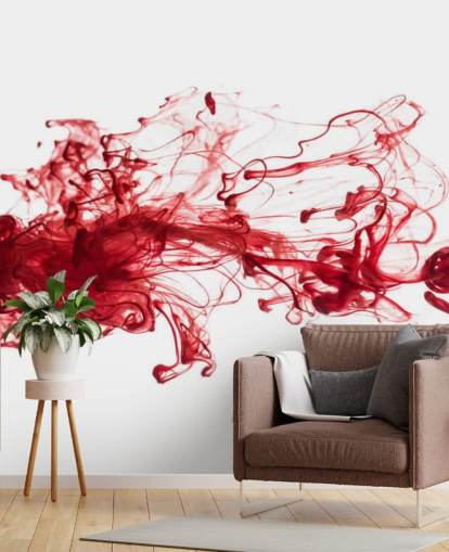 Papier peint à l'encre rouge flottant dans l'eau