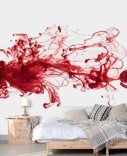 Papel de parede de tinta vermelha flutuando na água