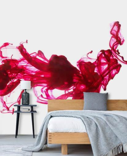 Decorazione murale con inchiostro rosso nell'acqua