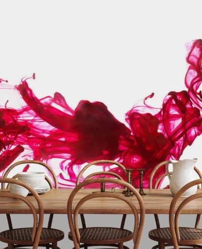 Decorazione murale con inchiostro rosso nell'acqua