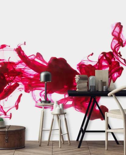 Decorazione murale con inchiostro rosso nell'acqua