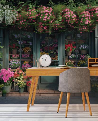 tilpassbar fasadeveggmaleri kalt Classic Florist Shopfront for omsorgsboliger
