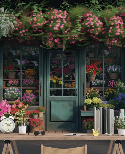 mural de fachada personalizável chamado Classic Florist Shopfront para casas de repouso mural de fachada personalizável chamado Classic Florist Shopfront para casas de repouso