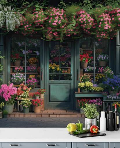 tilpassbar fasadeveggmaleri kalt Classic Florist Shopfront for omsorgsboliger