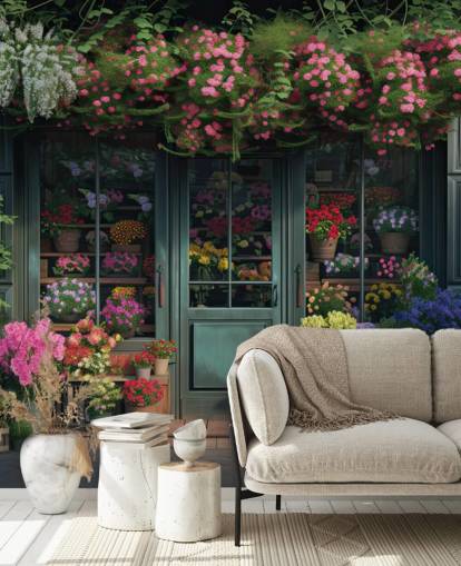 mural de fachada personalizável chamado Classic Florist Shopfront para casas de repouso