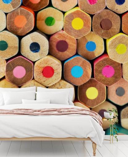 värikäs lasten lyijykynätaustakuvamaalaus nimeltä Pencil Pattern lastentarhoihin, kouluihin ja lasten makuuhuoneisiin