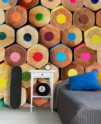 colourful kids pencil wallpaper mural called Pencil Pattern for nurseries, schools and kids bedrooms colourful kids pencil wallpaper mural called Pencil Pattern for nurseries, schools and kids bedrooms
