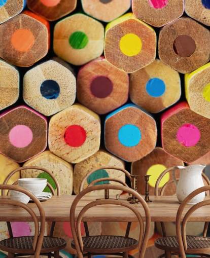 färgstark barnpenna tapetväggmålning som heter Pencil Pattern för plantskolor, skolor och barns sovrum färgstark barnpenna tapetväggmålning som heter Pencil Pattern för plantskolor, skolor och barns sovrum