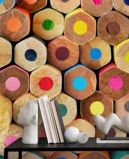 papier peint mural coloré pour enfants appelé Pencil Pattern pour les crèches, les écoles et les chambres d'enfants