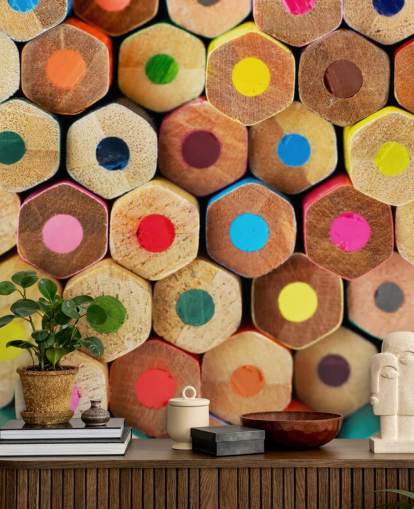 mural colorido de papel de parede a lápis para crianças chamado Pencil Pattern para creches, escolas e quartos infantis mural colorido de papel de parede a lápis para crianças chamado Pencil Pattern para creches, escolas e quartos infantis