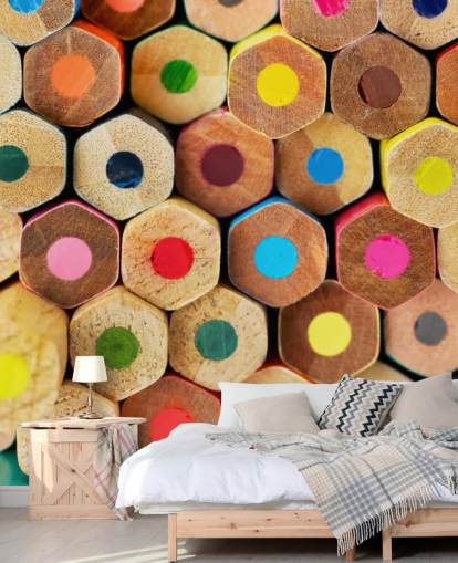 värikäs lasten lyijykynätaustakuvamaalaus nimeltä Pencil Pattern lastentarhoihin, kouluihin ja lasten makuuhuoneisiin