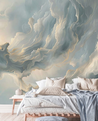 grijze wolkenbehangmuurschildering genaamd Abstract Ash Grey Clouds voor slaapkamers en woonkamers