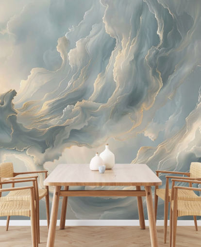 mural de papel pintado de nubes grises llamado Nubes abstractas de color gris ceniza para dormitorios y salas de estar