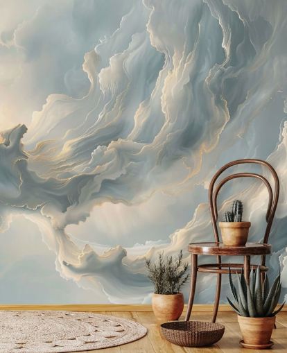 papier peint mural en forme de nuage gris appelé Abstract Ash Grey Clouds pour les chambres et les salons