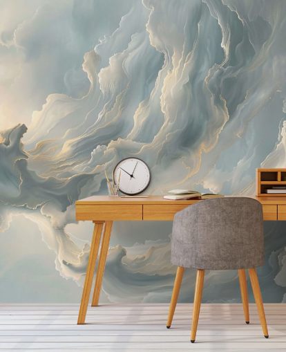 grå moln tapet väggmålning kallad Abstract Ash Grey Clouds för sovrum och vardagsrum