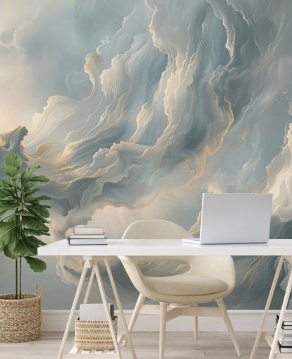 grey cloud wallpaper mural called Abstract Ash Grey Clouds for bedrooms and living rooms
