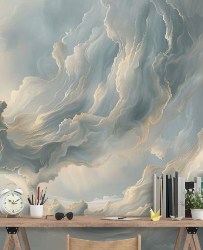 grey cloud wallpaper mural called Abstract Ash Grey Clouds for bedrooms and living rooms