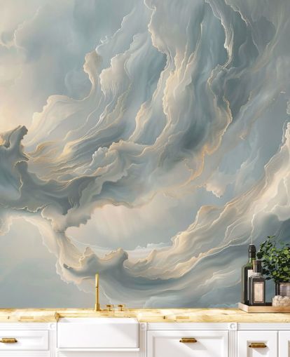 gray cloud wallpaper mural called Abstract Ash Gray Clouds for bedrooms and living rooms