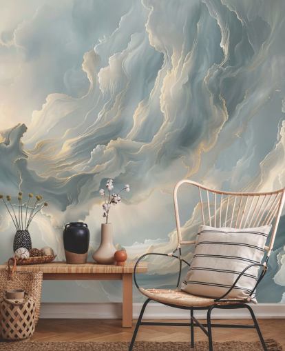 grey cloud wallpaper mural called Abstract Ash Grey Clouds for bedrooms and living rooms