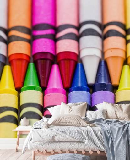 Regenboogkleurige kleurpotloden behang