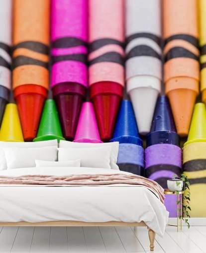 Papel pintado de crayones de colores arcoíris