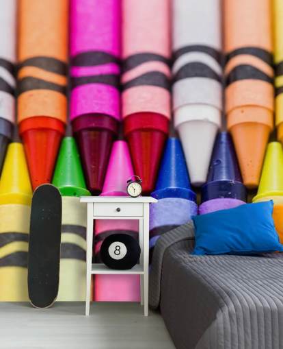 Papier peint aux crayons de couleur arc-en-ciel