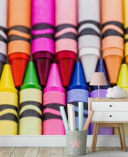 Papel pintado de crayones de colores arcoíris