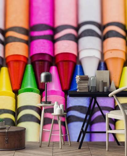Papel pintado de crayones de colores arcoíris