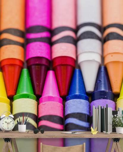 Papier peint aux crayons de couleur arc-en-ciel