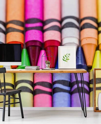 Papier peint aux crayons de couleur arc-en-ciel