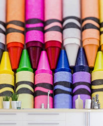Papel pintado de crayones de colores arcoíris
