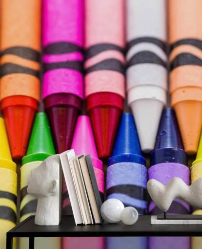 Carta da parati con pastelli colorati arcobaleno
