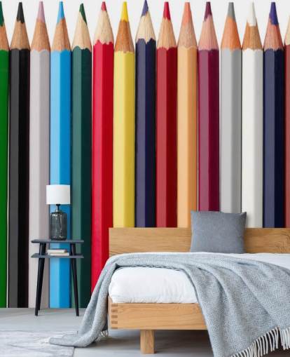 Papel pintado Pilas de lápices de colores