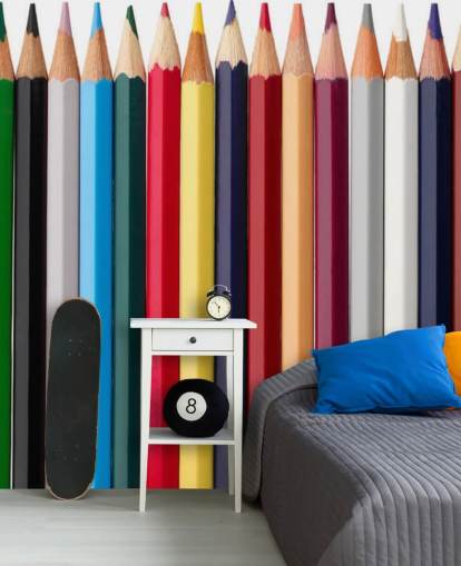 Papel pintado Pilas de lápices de colores