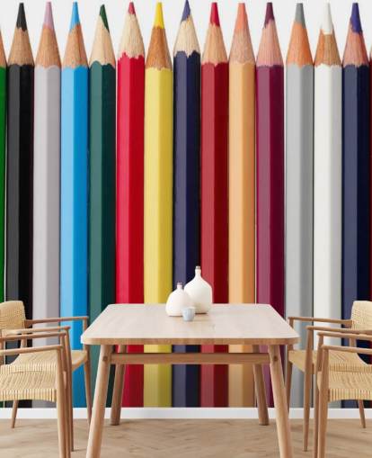 Papel pintado Pilas de lápices de colores