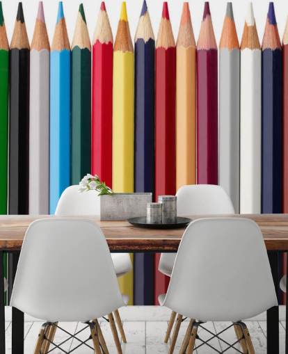 Papel pintado Pilas de lápices de colores