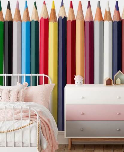 Papel pintado Pilas de lápices de colores
