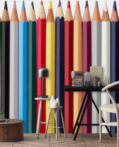 Stacks of Colourful Pencils Wallpaper