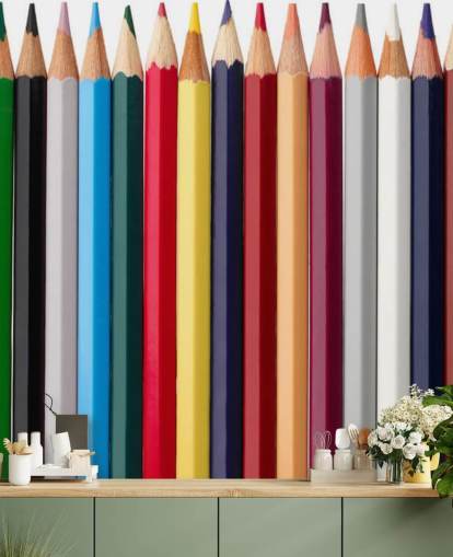 Papel pintado Pilas de lápices de colores
