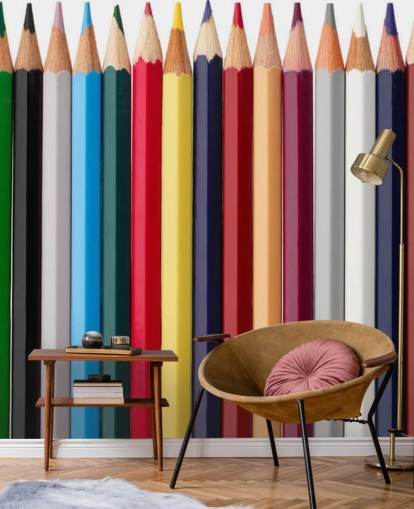 Papel pintado Pilas de lápices de colores