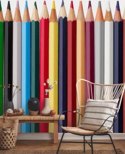 Papel pintado Pilas de lápices de colores