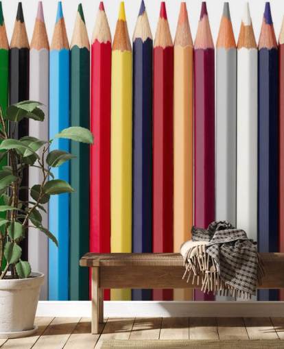 Papel pintado Pilas de lápices de colores