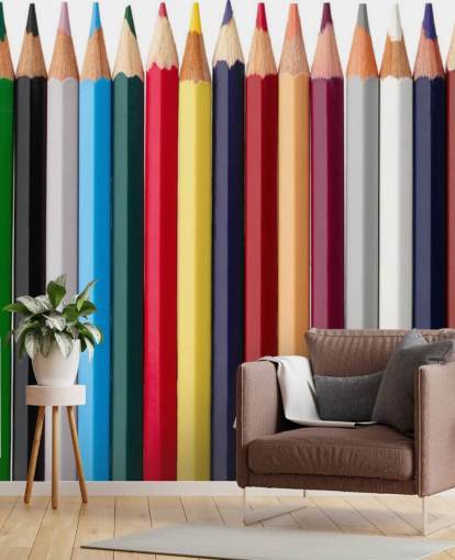 Papel pintado Pilas de lápices de colores