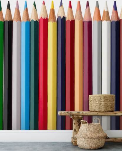 Papel pintado Pilas de lápices de colores