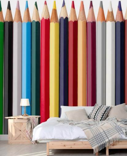 Stacks of Colourful Pencils Wallpaper