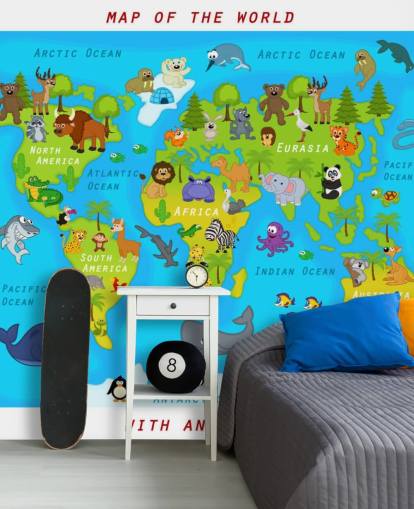 Papier peint cartographique adapté aux enfants
