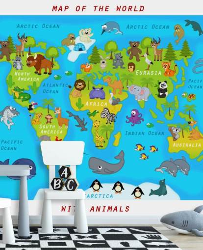Carta da parati con mappa adatta ai bambini Carta da parati con mappa adatta ai bambini